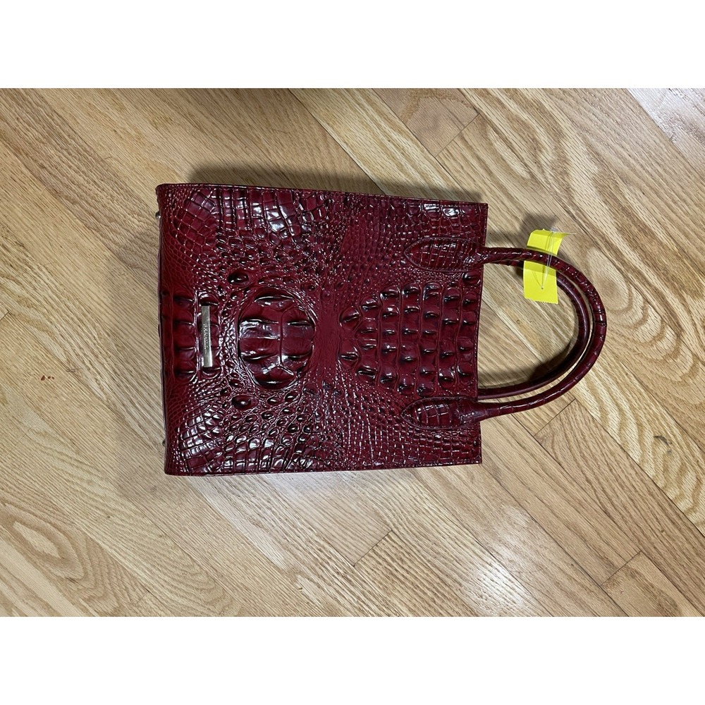 BRAHMIN Moira VINTAGE RED Melbourne Croc Small Rectangle Leather Bag Purse NEW